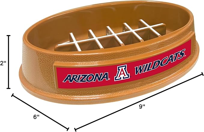 NCAA Super-Bowl Slow Feeder Dog Bowl. Football Design Slow Feeding Cat Bowl for Healthy Digestion. Non-Slip Pet Bowl for Large & Small Dogs & Cats (Arizona Wildcats)