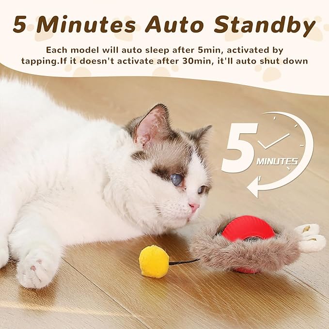 Interactive Cat Toys Ball for Indoor Cats, Speedy Tail 2.0 Cat Toy for Bored Indoor Adult Kitten, Silicone Automatic Fast Moving Rolling Ball with 3 Light Modes & DIY & Chirping Bird