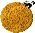 Cat Self-Warming Knitted Bed Mat, Extra-Soft Warm Round Washable Pads Cushions for Indoor Kittens & Kitty Small Pets Cat Trees (Yellow,Medium)