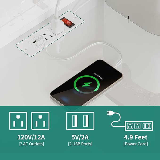 YITAHOME Large Cat Litter Box Furniture with Shelves and Charging Station, Hidden for Self-Cleaning Cats Litter Box Enclosure, Wooden Cat Cabinet for Smart Litter-Box Size, High-Gloss White