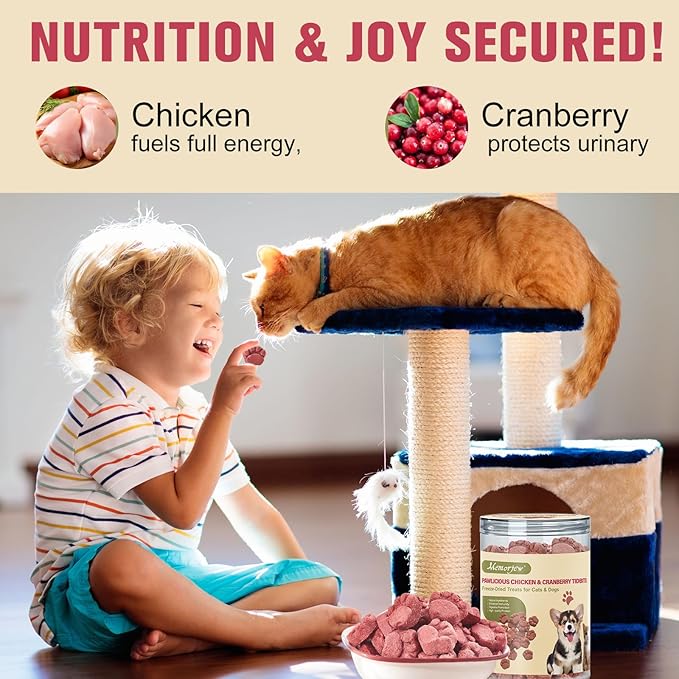 Memorjew 25PCS Chicken & Goat Milk Freeze- Dried Lollipops｜Individually Wrapped, Portable Dental Food for Dogs & Cats (Chicken & Cranberry 50g)