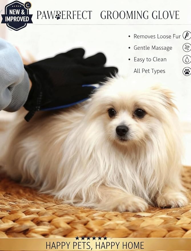 MEUOMIW - Pet Hair Remover Glove - Gentle Deshedding Brush Glove for Dogs & Cats - Enhanced Grooming & Massage Mitt for Long and Short Fur - Perfect for Shedding and Bathing (Blue, 1 Piece)