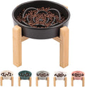 Black Ceramic Dog Bowl Slow Feeder for Medium and Large Breed,Elevated/Raised 1.5 Cup 8.26 in Slow Feeding Bowl,Puzzle Dog Food Bowl for Fast Eater,Maze Dish for Fast Eater