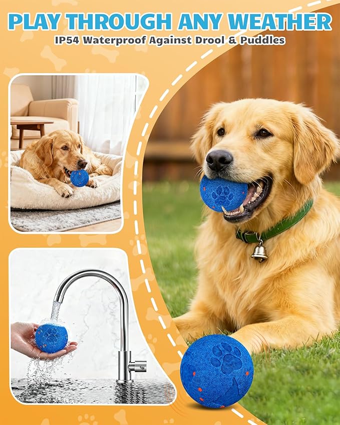Interactive Dog Ball & Interactive Dog Toys for Medium/Large Dogs: Self-Moving, Auto-Vibrating & Bouncing Smart Ball - 3.1“ Chew-Resistant E-TPU, IPX7 Waterproof & Low-Noise(Include Gift Bag)