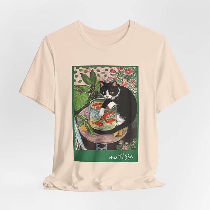 Vintage Cat Painting T Shirt, Matisse Inspired Cat Tee, Retro Art Aesthetic Shirt, Funny Cat Lover Gift