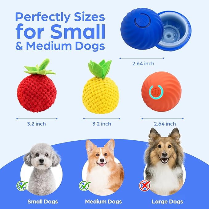 2Pcs Interactive Dog Ball Toys,Smart Small Medium Dog Toys to Keep Them Busy with 3 Cover, Automatic Rolling and Jumping Pet Balls Ball for Dogs,Pet Interactive Toy Balls.