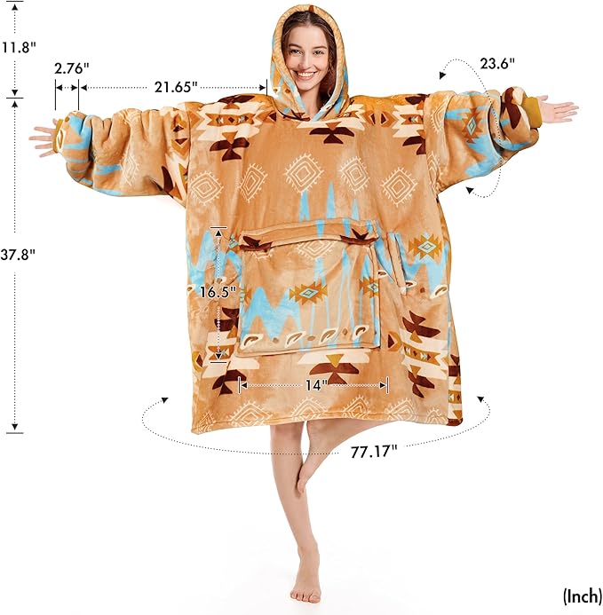 Narecte Cozy Oversized Blanket Hoodie Wearable Blanket Adults Soft Hooded Blanket Hoodie Birthday Gifts for Women Christmas