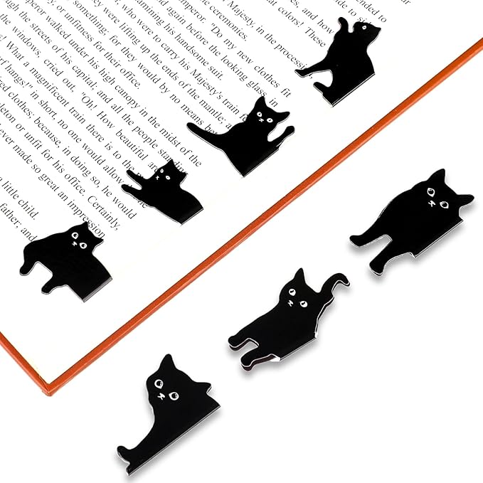 Assorted Cute Cat Book Markers Clips Set for Women - 7 Pcs Black Cat Magnetic Bookmarks, Kawaii Bookmark for Teachers Students Book Lovers