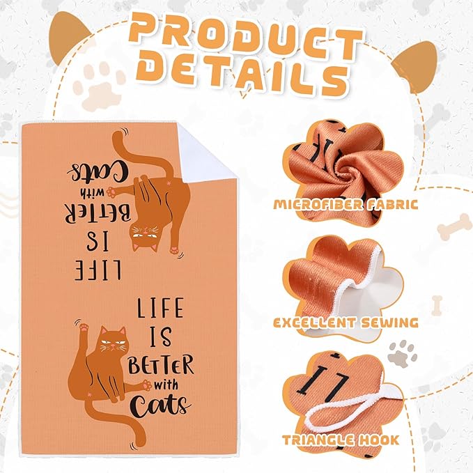 FuWeave 6 Pcs Cat Kitchen Dish Towels Cat Lover Gifts for Women Farm Animal Dishcloth 16 x 24 Inches Farmhouse Tea Hand Towel Decorative for Bathroom Kitchen Housewarming Gifts