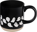 Sweet Water Decor White Ghosts Black Halloween Mugs - Halloween Coffee Mug Dishwasher & Microwave Safe - Fall Mug for Coffee & Hot Cocoa or Seasonal Brew - Black Stoneware Ghost Mugs