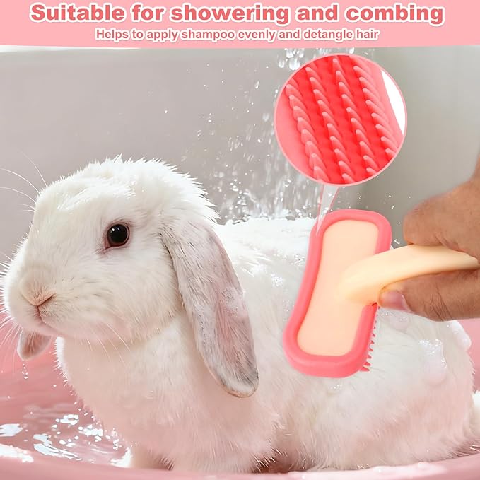 Rabbits Bunny Brush, 13.5x9cm/5.31x3.54in Durable Soft Silicone Rabbit Grooming Bunny Brush Practical Small Animal Massage Comb Suitable for Cats, Puppy Dogs, Kittens & Pets