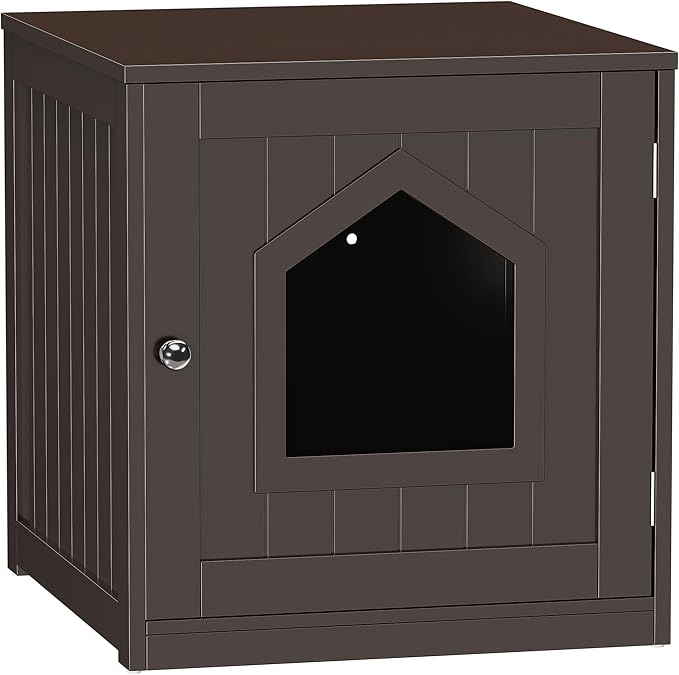 Cat Litter Box Enclosure Litter Box Furniture Hidden Wooden Washroom Litter Box Cabinet Indoor Cat House Side End Table Nightstand (Coffee)