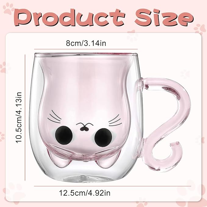 Cat Mug Gifts Set, Birthday Gifts for Women Her Mom, Christmas Presents for Women, Valentines Mothers Day Cat Lovers Presents Idea for Sister Wife Grandma Female Teacher Friend Coworker (Pink)