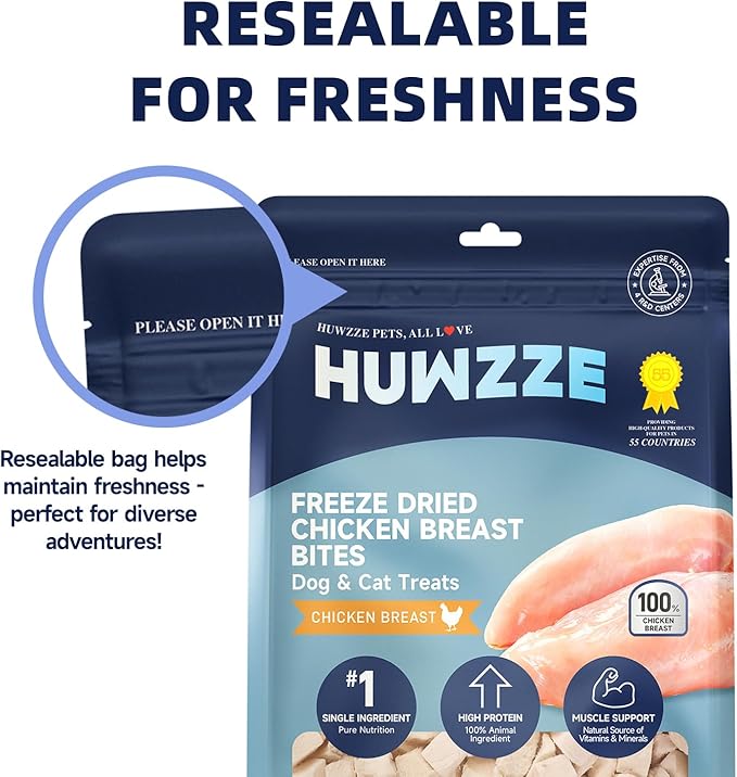 Freeze Dried Chicken Breast Treats for Dogs & Cats, Single Ingredient, High Protein Training Treat, Grain Free, All Natural Healthy Pet Snacks & Food Topper, 6 oz