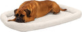 Furhaven Dog Bed for Large Dogs, 100% Washable, Sized to Fit Crates - Sherpa Fleece Bolster Crate Pad - Cream, Jumbo/XXL
