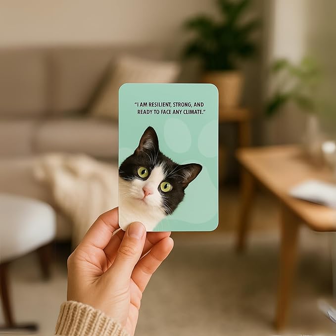 Positive Affirmation Cards for Stress & Anxiety Relief with Proven Self Care Techniques for Cat Lovers | Cat Mom Gifts for Women for Motivation & Relaxation for Birthday, Mothers Day | Cats Presents
