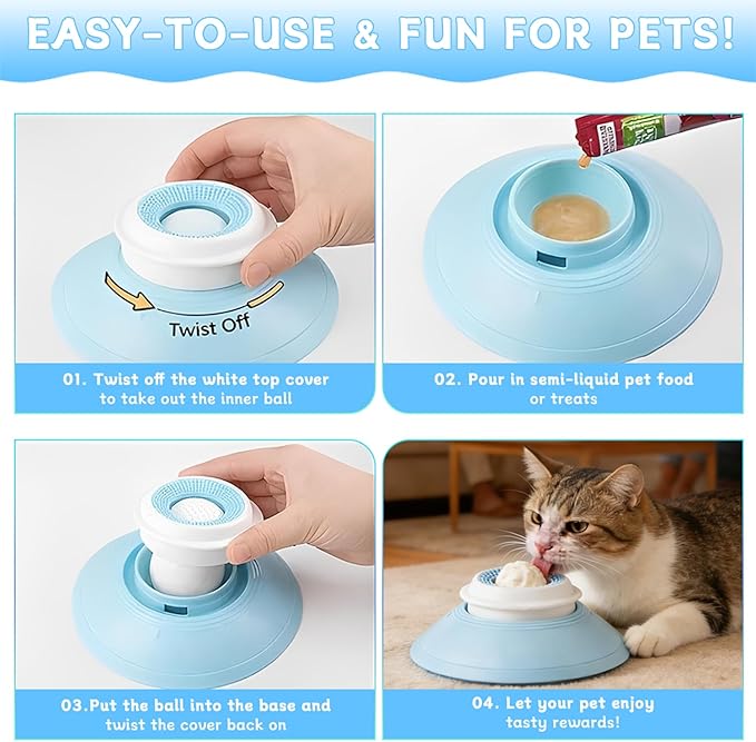 2026 New Lick Sphere Dog,Dog Cat Licks Toys,Dog Cat Licks Toys for Liquid Food,Dog Lick Bowl with Ball,Non-Slip Dogs Liquid Lickbowl（Yellow Ball）