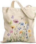 Aesthetic Canvas Tote Bag for Women - with Magnetic Snap Closure & Zipper Inner Pocket Reusable Bag for Shopping