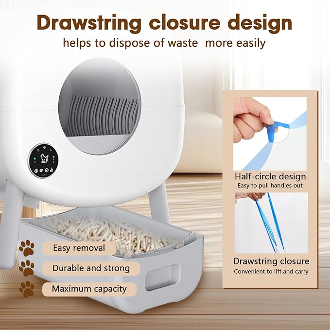 40 Count Extra Large Litter Box Liners, Cat Litter Waste Receptacles Bags for Fumoi and Fsitego Self-Cleaning Cat Litter Box