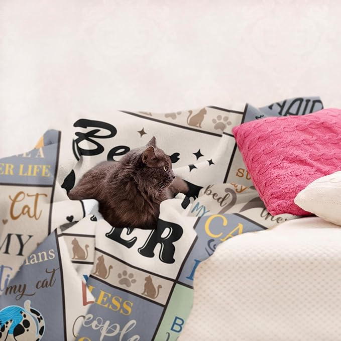 XALAZY Mothers Day Cat Mom Gifts for Women Blanket 50"X60", Cat Gifts for Women, Cat Lover/Lady Gifts, Funny Cats Themed Presents for Birthday/Christmas, Cat Blanket