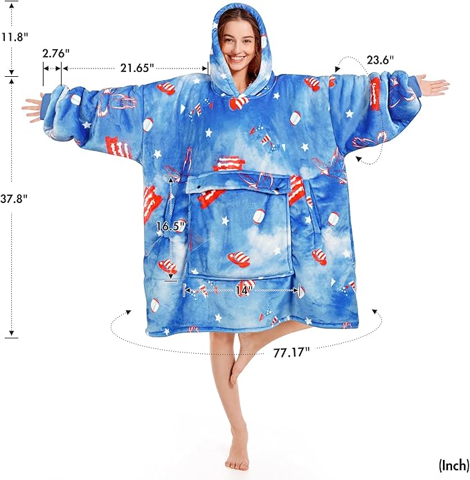 Narecte Cozy Oversized Blanket Hoodie Wearable Blanket Adults Soft Hooded Blanket Hoodie Birthday Gifts for Women Christmas