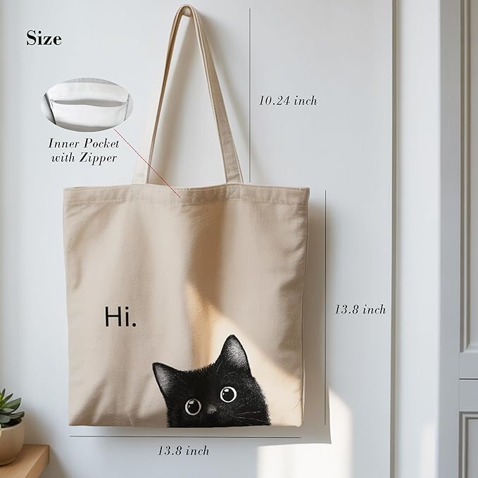 Pets Lover Gifts Tote Bag for Women, Dogs Cats Bee Aesthetic Canvas Bag with Inner Pocket
