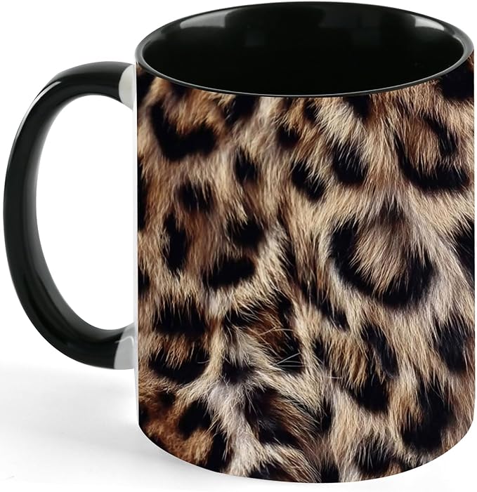 Leopard Print Coffee Mug 11 OZ Ceramic Tea Cup Novelty Mugs Funny Coffee Cups with Handle