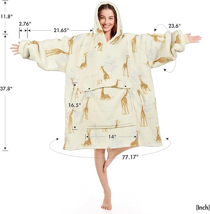 Narecte Cozy Oversized Blanket Hoodie Wearable Blanket Adults Soft Hooded Blanket Hoodie Birthday Gifts for Women Christmas