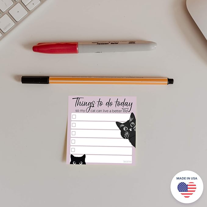 Mini Cat Funny to Do List Sticky Notes | Things to Do Today So My Can Can Live a Better Life | Cat Lover Gift | 3x3 inches, 3-Pack by DAILY RITMO