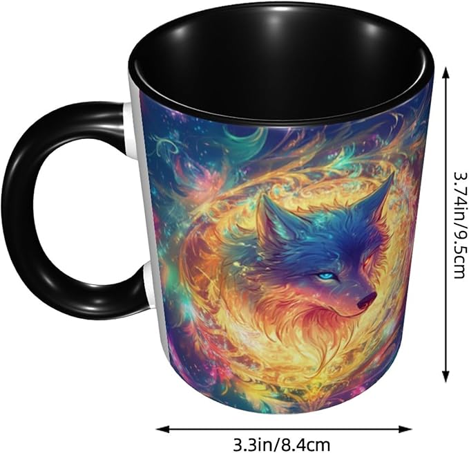 Wolf Coffee Mug Funny Ceramic Tea Cup With Handle Dishwasher Microwave Safe for Women 11oz Porcelain Mugs