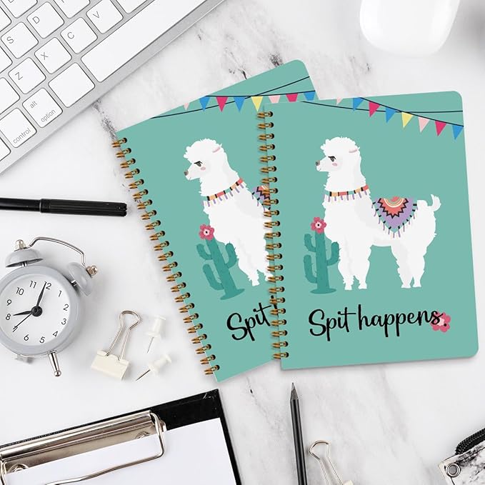 2 Pcs Funny Llama Spiral Notebook Cute Alpaca Journaling Notebooks Funny Llama Gifts for Women Men Friend Teens College Ruled Notebook Journal, Classroom Office Supplies