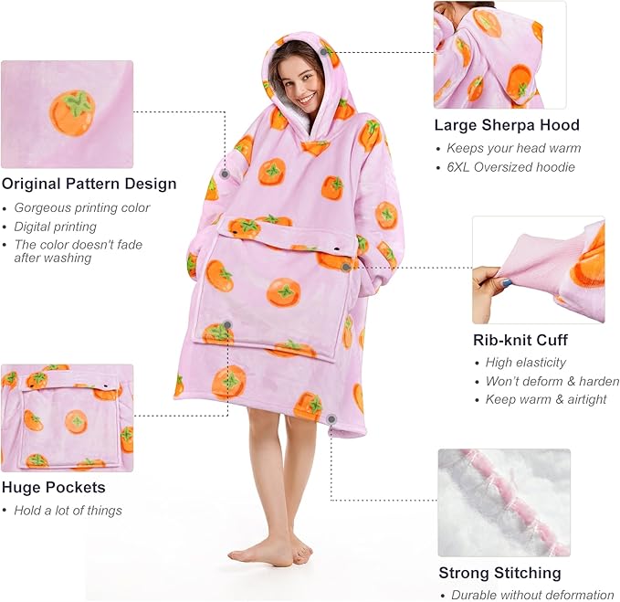Narecte Cozy Oversized Blanket Hoodie Wearable Blanket Adults Soft Hooded Blanket Hoodie Birthday Gifts for Women Christmas