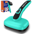 Self Cleaning Slicker Brush for Dog, Skin Friendly Shedding & Grooming Tool for Long and Short Haired Dogs and Cats, Easy Clean Retractable Bristles, Green