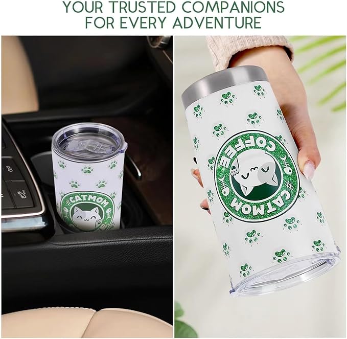 Cat Mom Gifts, Cat Lover Gifts for Women, 20 OZ Tumbler & Canvas Tote Bag - Funny Crazy Lady Birthday, Mothers Day, Cat Themed Gifts for Wife, Women Friend, Sister, Grandma