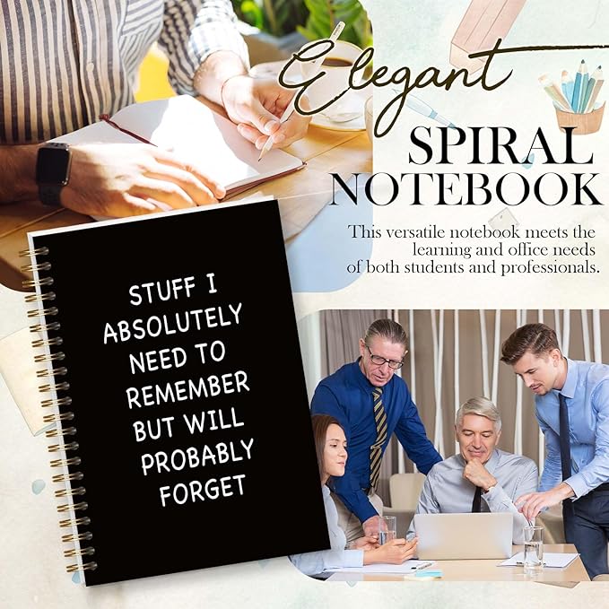 Funny Spiral Notebook, Funny Gifts for Coworker Women Men, Black Hardcover Notebook for Work, 5.5x8.3 Inch - A19