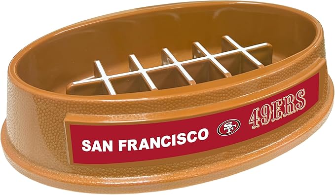 NFL Super-Bowl 49ERS Slow Feeder Dog & Cat Bowl. Football Design for Healthy Digestion. Non-Slip for Large & Small Pets