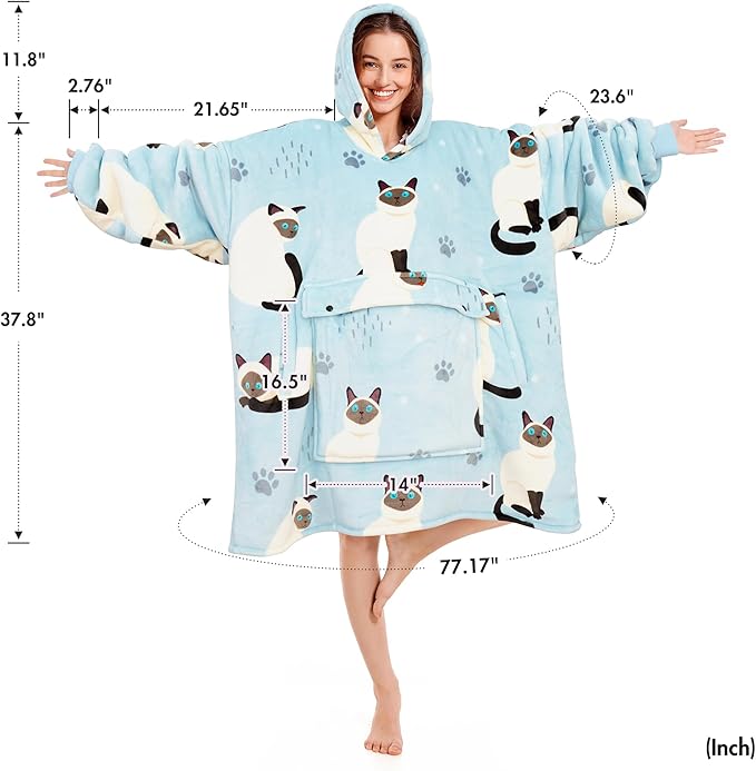 Narecte Cozy Oversized Blanket Hoodie Wearable Blanket Adults Soft Hooded Blanket Hoodie Birthday Gifts for Women Christmas