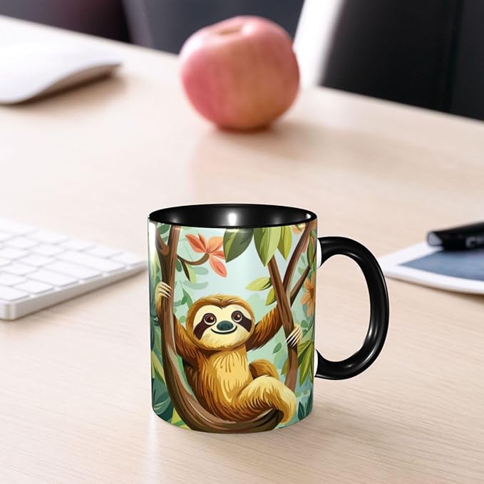 Sloth Coffee Mug 11oz Ceramic Tea Cup With Handle Funny Porcelain Mugs for Women Dishwasher Microwave Safe