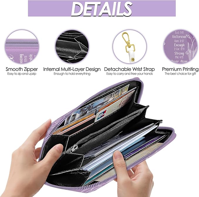 Christian GIfts For Women, Womens Wallet, Christian Bible Wristlet Wallet For Women, Jesus God Card Holder Purse, Birthday Christmas Graduation Gifts, Aesthetic Office Daily Purse