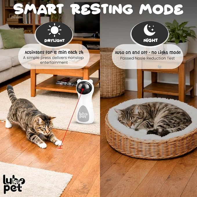 Automatic Cat Laser Pointer Toy, Random Trajectory Motion-Activated Laser Pointer Cat Toy for Indoor Cats | 4 Speed Modes, Adjustable Angles, Interactive Lazer Pointer Cat Toy for Happy & Healthy Pet