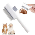 Pet Hair Remover Comb, Cat Brush with Release Button Self-Cleaning Pet Grooming Brush for Shedding Tangles & Removal Loose Hair for Dogs Cats (Long & Short Teeth)