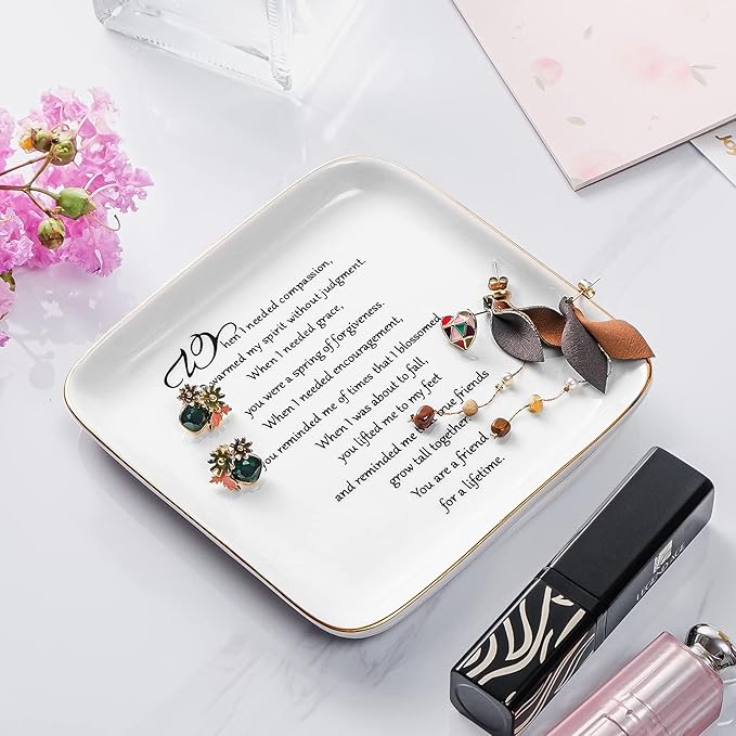 PUDDING CABIN Friend Gifts for Women You are a Friend for a Life Time Friendship Birthday Gifts for Friends Female, BFF Gift for Her, Personalized Ring Dish
