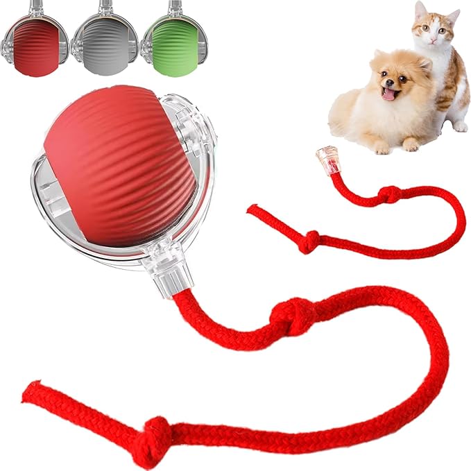 Interactive Rolling Dog Ball, 2025 New Self-Moving Cat Toy, 360 Smart Automatic Electric Ball for Dogs/Cats (Red)