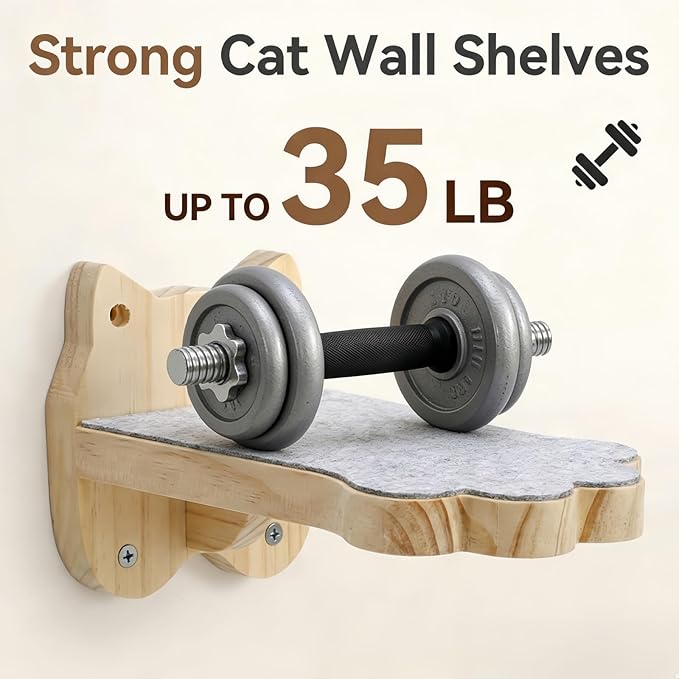 Tlence 3 Pack Cat Wall Shelves for Cats Steps, Wall Mounted Floating Cat Furniture with Non-Slip Felt, Cats Climbing Wall Stairs Perch for Jumping, Playing and Lounging, Holds up to 30lbs