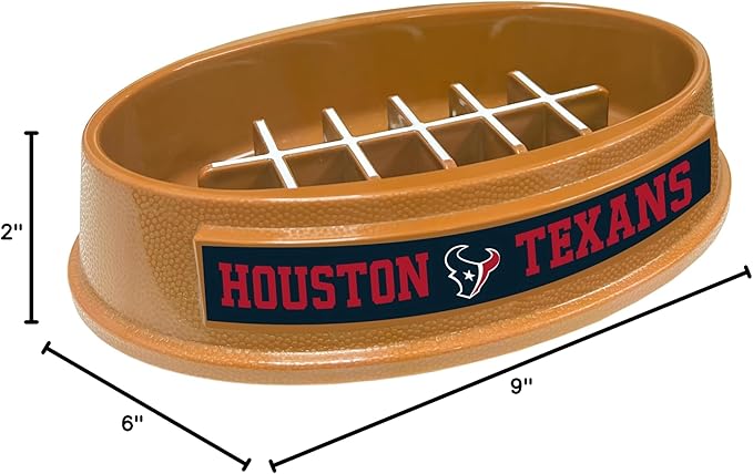 NFL Super-Bowl Houston Texans Slow Feeder Dog & Cat Bowl. Football Design for Healthy Digestion. Non-Slip for Large & Small Pets