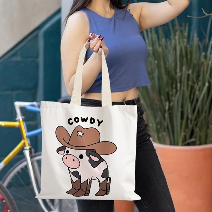 Canvas Tote Bag Aesthetic,Zoon Cow Dog Cat Tote Bag,Gifts for Women Canvas Tote Bags