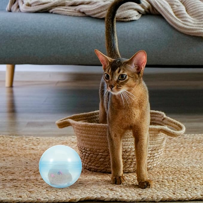 BESTOYARD Electronic Cat Toy Interactive Rolling Ball for Indoor Cats 4.72 Inch Motorized Cat Teaser Toy for Pet Play and Exercise