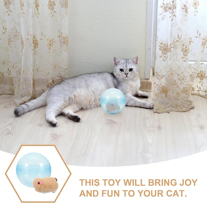 BESTOYARD Electronic Cat Toy Interactive Rolling Ball for Indoor Cats 4.72 Inch Motorized Cat Teaser Toy for Pet Play and Exercise