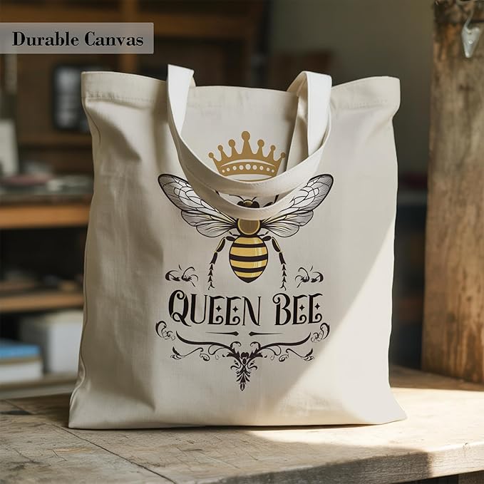 Pets Lover Gifts Tote Bag for Women, Dogs Cats Bee Aesthetic Canvas Bag with Inner Pocket