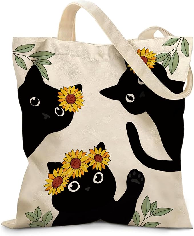 Aesthetic Canvas Tote Bag for Women - with Magnetic Snap Closure & Zipper Inner Pocket Reusable Bag for Shopping